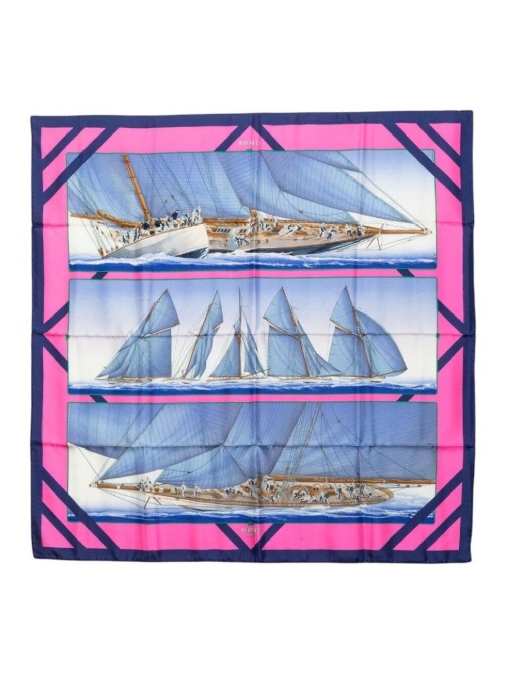 Hermes Carre 90 Rafales Gale Scarf Blue Pink Multicolor Silk